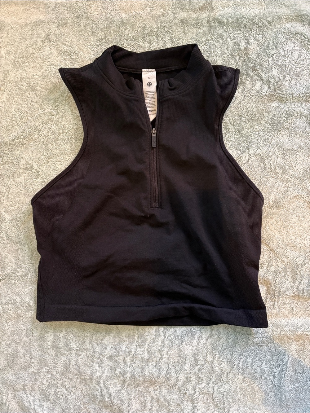 lululemon athletica Black Sleeveless Half-Zip Crop Tank